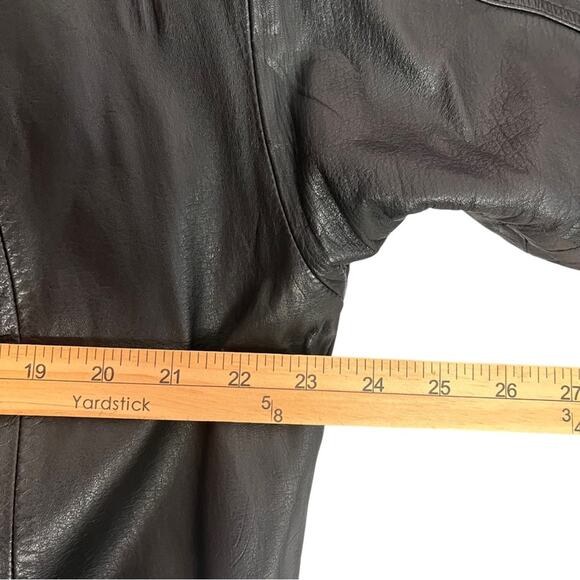 Vintage Wilsons Black Leather Jacket Size Large Thinsulate Lined Chore Overcoat - Picture 9 of 11